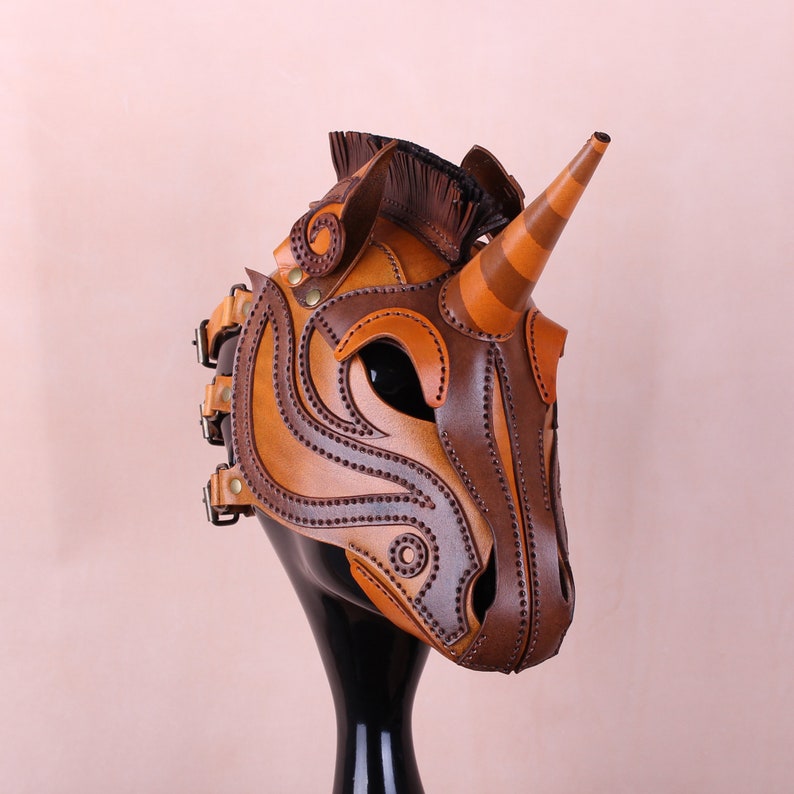 Leather Unicorn Mask Horse Mask Pony Play Hood Pony Leather Etsy