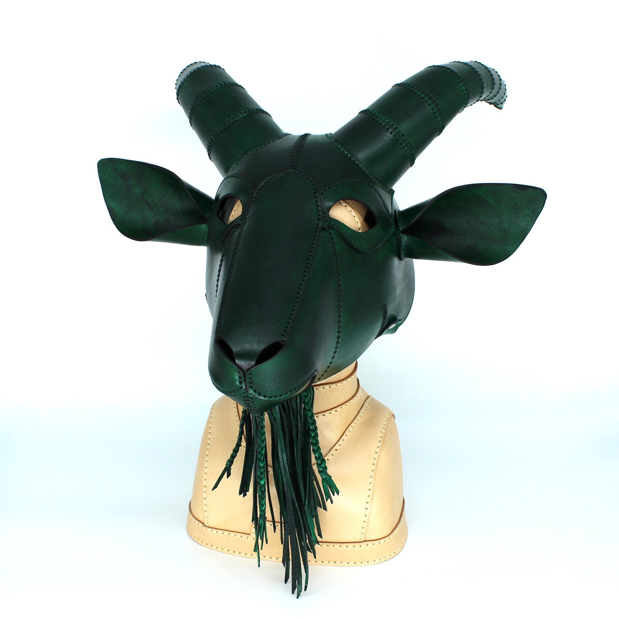 Baphomet Leather Goat Mask for Cosplay, Occult Rituals