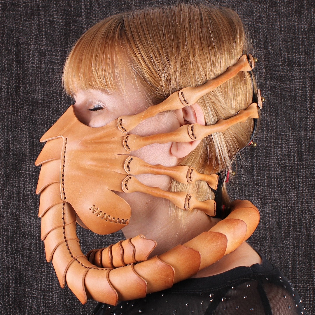 Facehugger Mask, Alien Mask, Leather Alien Face Hugger Mask, Halloween