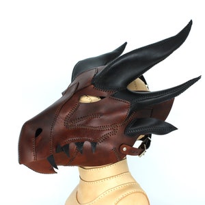 Leather dragon mask, Dragon hood