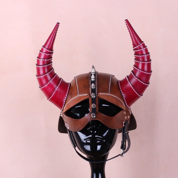 german motorcycle helmet with horns D.O.T. German- Dull Black XS these Small Black Devil Horns are versatile and fun Leather Helmet German Motorcycle Helmet