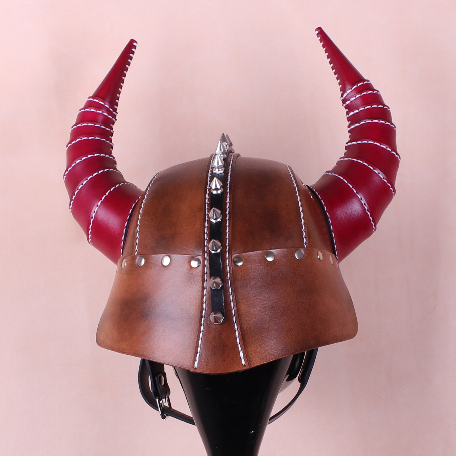 Leather Viking Helmet Horned Helmet Etsy