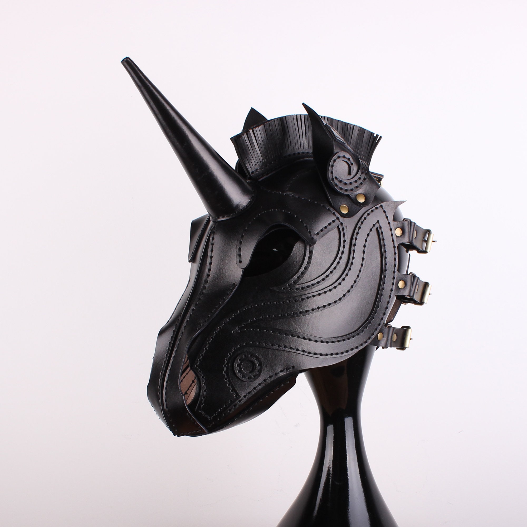 ユニコーンの革製マスク、馬の頭巾 - Etsy 日本