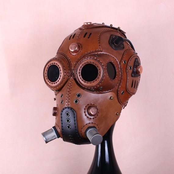 Leather Steampunk Mask, Armor, Biker Helmet - Etsy