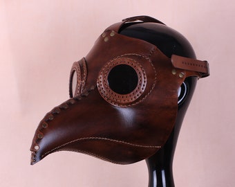 Plague Doctor Leather Mask, Steampunk Post Apocalyptic Mask, Halloween costume