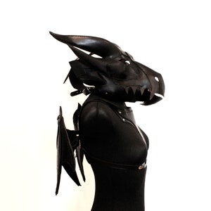 Leather dragon mask and wings, Party costume