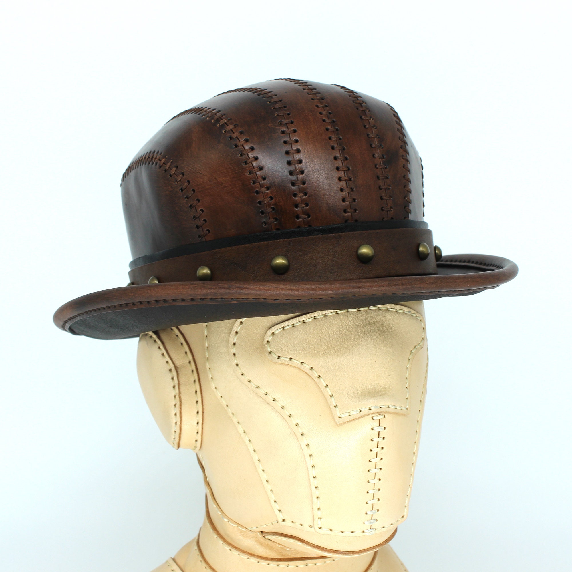 Leather Bowler Hat - Etsy display picture 3