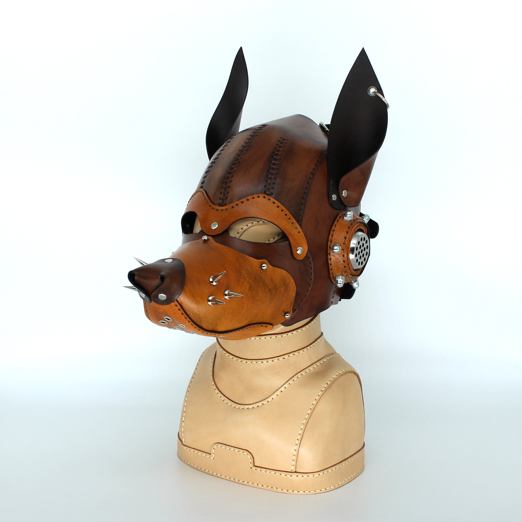 Leather Steampunk Dog Mask, Puppy Play Hood - Etsy