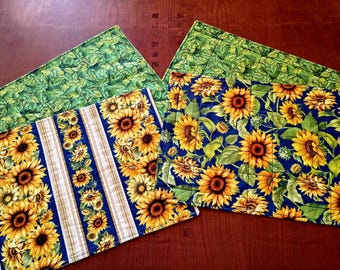SUNFLOWER placemats & snack mats in 100% cotton
