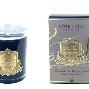 Świeca sojowa Cote Noire - Salted Butter Caramel - Złoty i czarny słoik z kryształową pokrywką