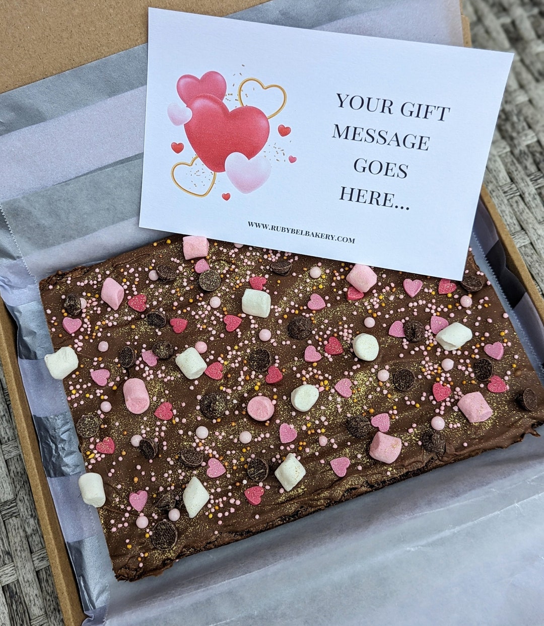 Letterbox Valentines Brownie Box Homemade Brownie Slab With Sprinkles