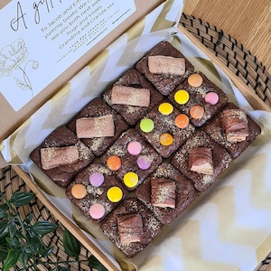 Letterbox Brownie Selection Box! Homemade Assorted Brownie Bite Squares. Gift note available.