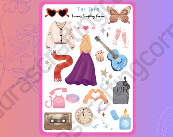 THE ERAS sticker sheet, Bujo stickers, Planner Stickers, Bullet journaling stickers