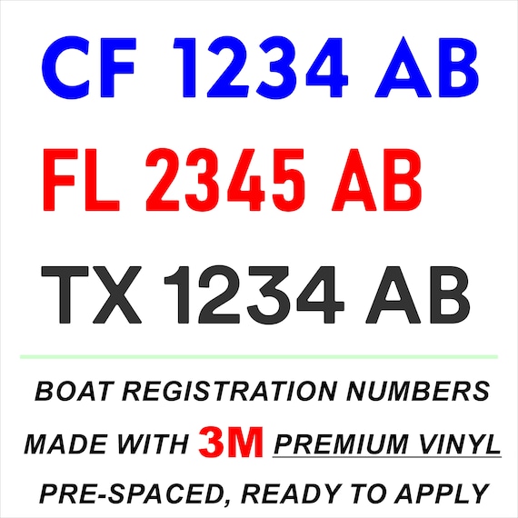 Boat Decals Registration Numbers Stickers Set Etsy