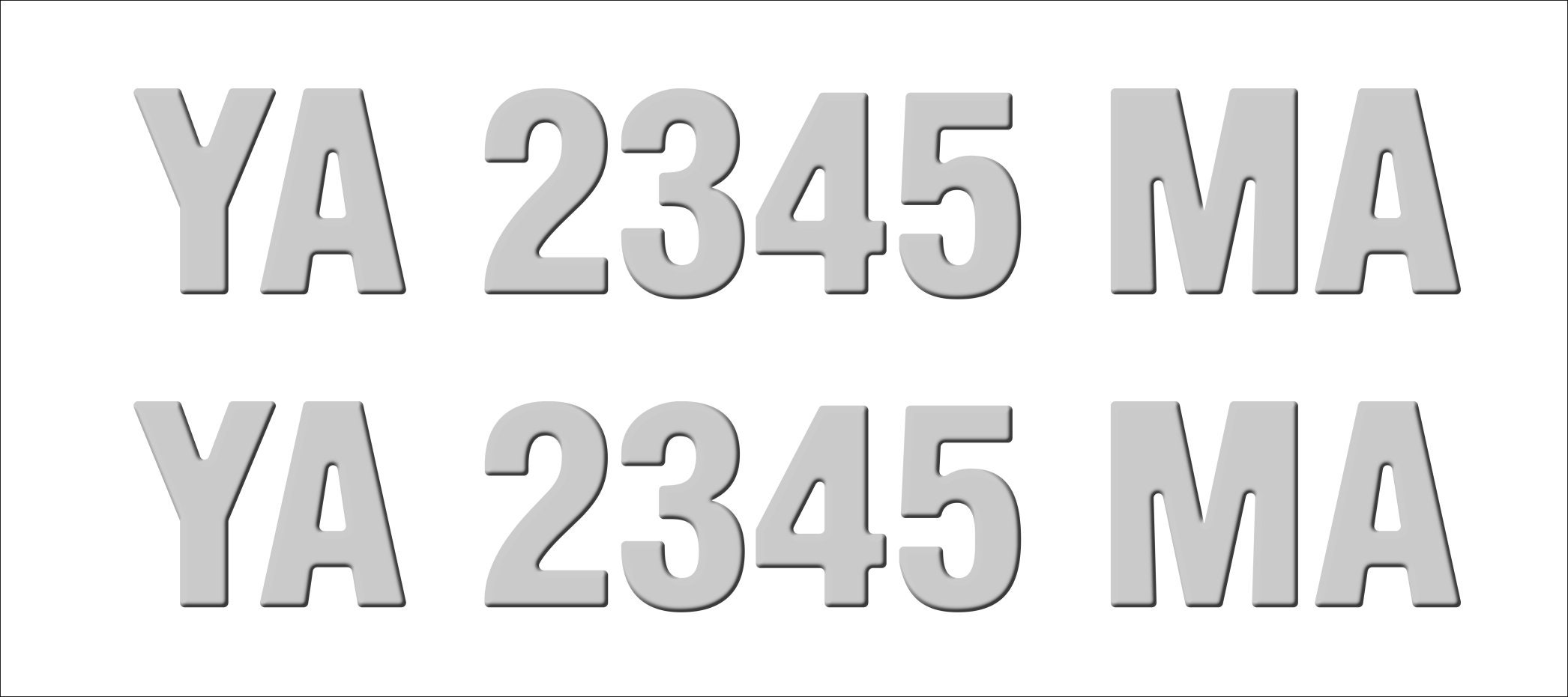 Yamaha Font Boat Registration Numbers Decals Domed  Stickers (Set of two)