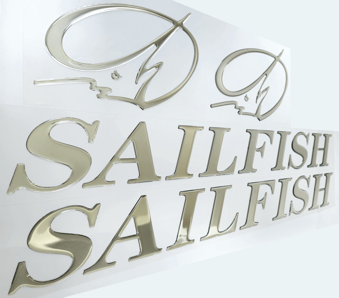 Sailfish Boat Emblems Chrome Domed Decals Stickers set Etsy