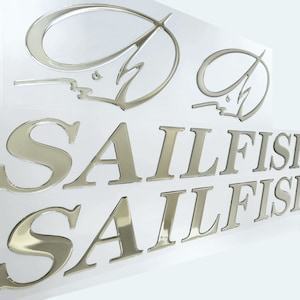 Sailfish Boat Emblems Chrome Domed Decals Stickers (Set)