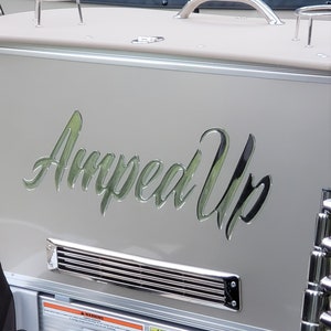 Custom Boat Pontoon Name Chrome Raised Domed Decals Stickers (SET)
