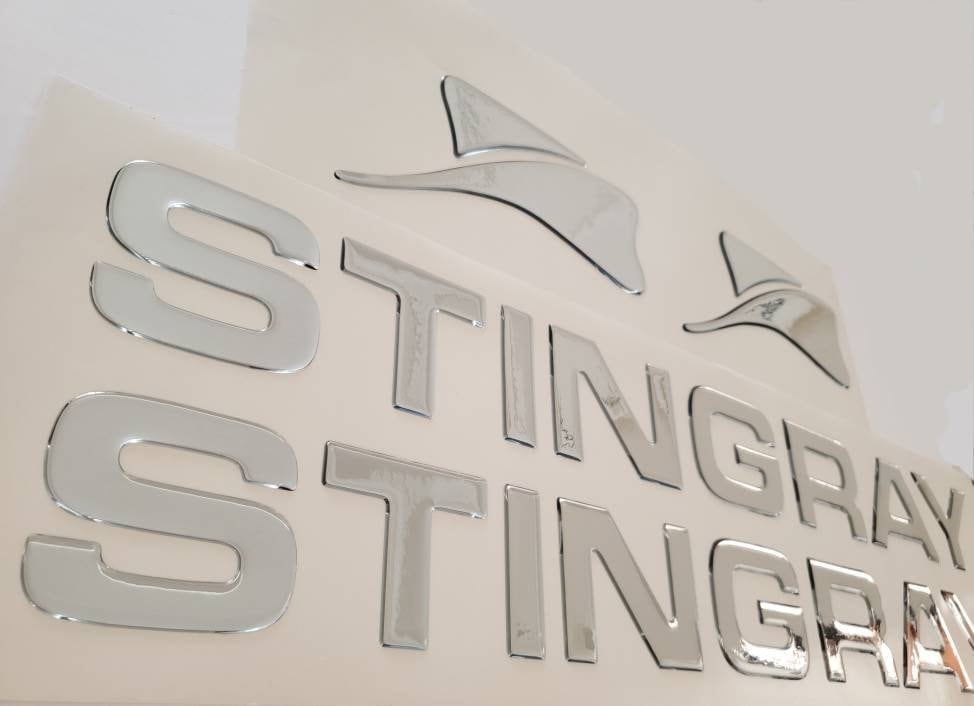 Stingray Boat Emblems  Chrome Domed Decals Stickers (Set)