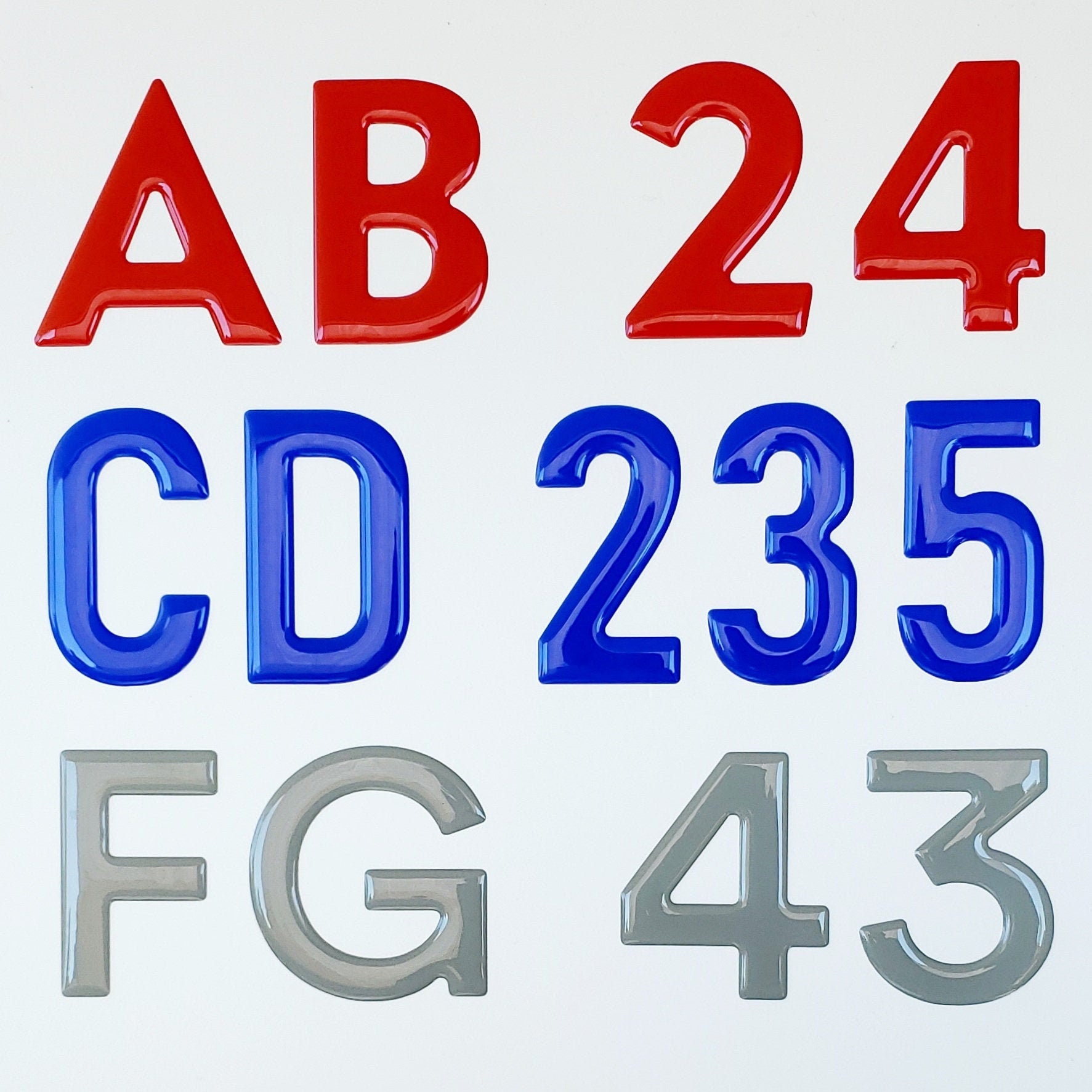 Domed 4" Lettering & Numbers Boat Registration Set 16 pcs Raised Decal
