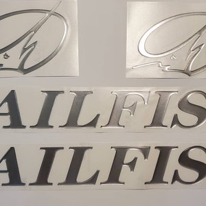 Sailfish Boat Emblems 42&quot; Chrome Domed Decals Stickers (Set)