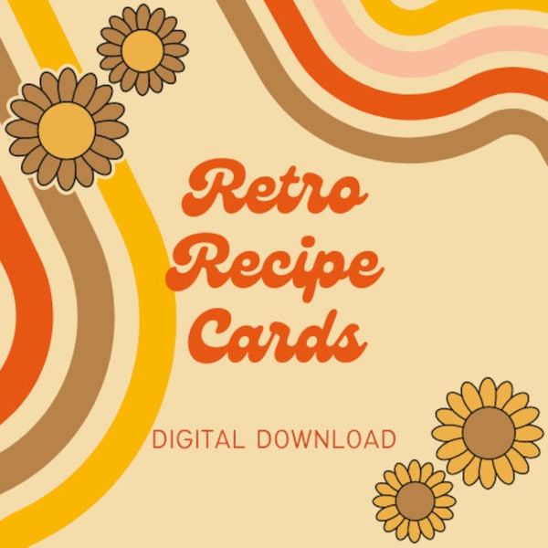 Retro Recipe Cards Digital Download