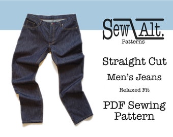 SewAlt.Patterns, Straight Cut, Men's Jeans, Relaxed Fit