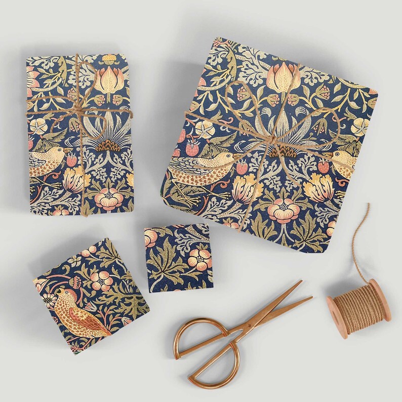 William Morris Strawberry thief wrapping paper William Morris Strawberry thief wrapping paper