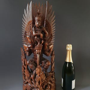 LARGE 60cm 23,6 inch GARUDA VISHNU Balinese Woodcarving Statue Bali Indonesia Hindu Indonesian Vintage Antique