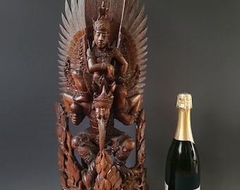 LARGE 60cm 23.6 inch GARUDA VISHNU Balinese Woodcarving Statue Bali Indonesia Hindu Indonesian Vintage Antique