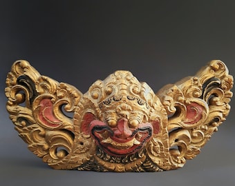 Large old Balinese Kala wood carving Bali Indonesia