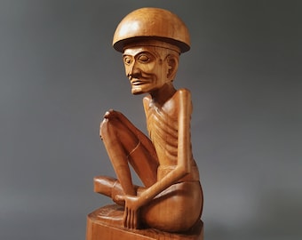 Very rare excellent art deco Balinese wood carving Bali Indonesia 1930&#39;s sculpture