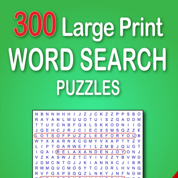 300 Large Print Themed Word Search Puzzles - Solutions Included - PERSONAL USE ONLY