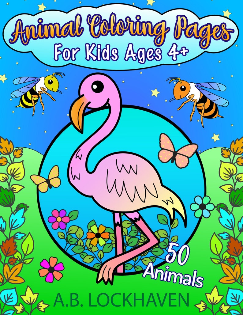 50 Animal Coloring Pages for Kids Ages 4 Digital image 1
