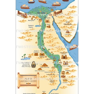 Mapa do Egito Antigo para Imprimir | Mapa da Civilização Antiga e Pôster para Sala de Aula | Unidade de Estudo de História para Educação Domiciliar | Ramsés II | 4º ao 8º ano