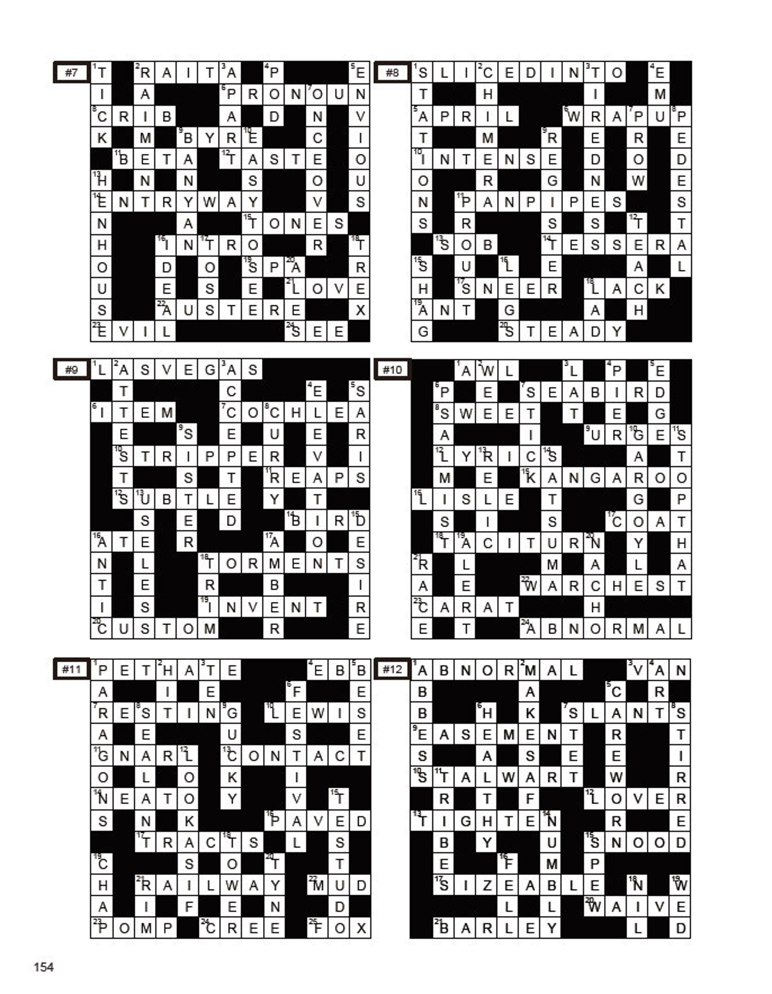 300 Quick Crossword Puzzles for Adults 2 Puzzles per Page Answers