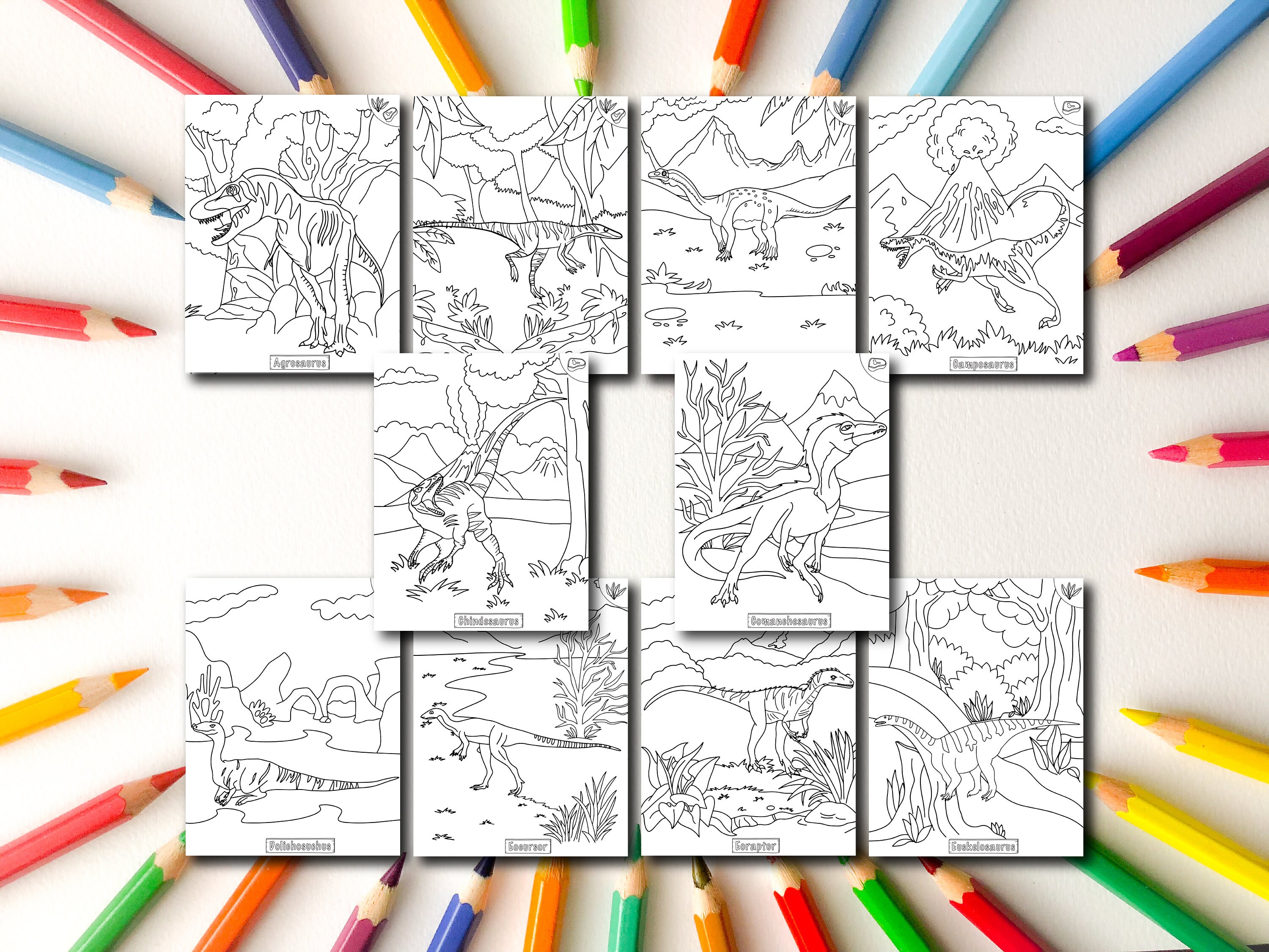 Dinosaur Coloring Book for Kids: Triassic Period 2 - 28 Coloring Pages ...