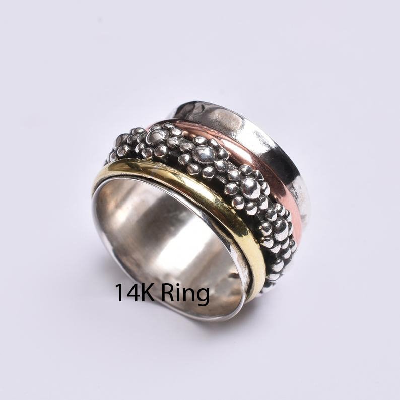 Gift For Her Meditation Ring Anxiety Ring Worry Ring Spinner Ring Promise Ring Fidget Ring Designer Ring Women Ring 925 Silver Ring