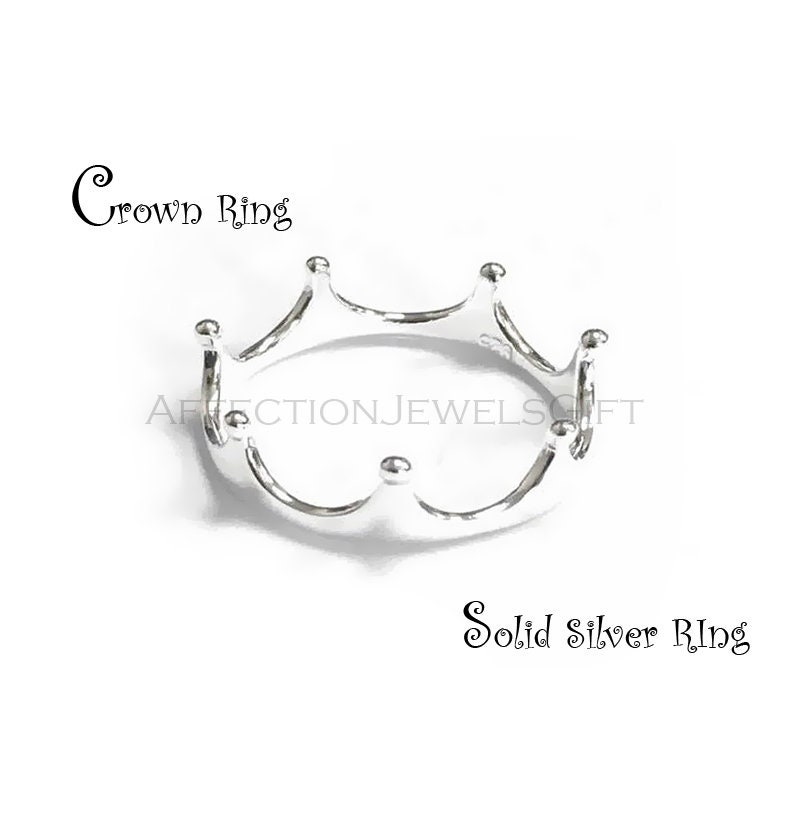 Sterling Silver Crown Midi Ring 
