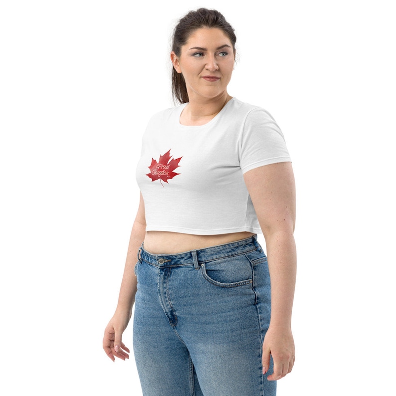 Organic Crop Top with Canada red maple leaf