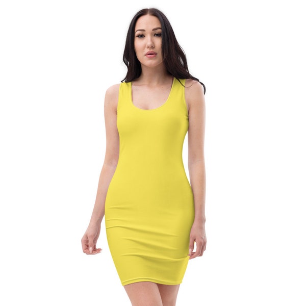 Robe jaune sans manches | Vêtements d’été pour femmes | Mode bodycon confortable et extensible