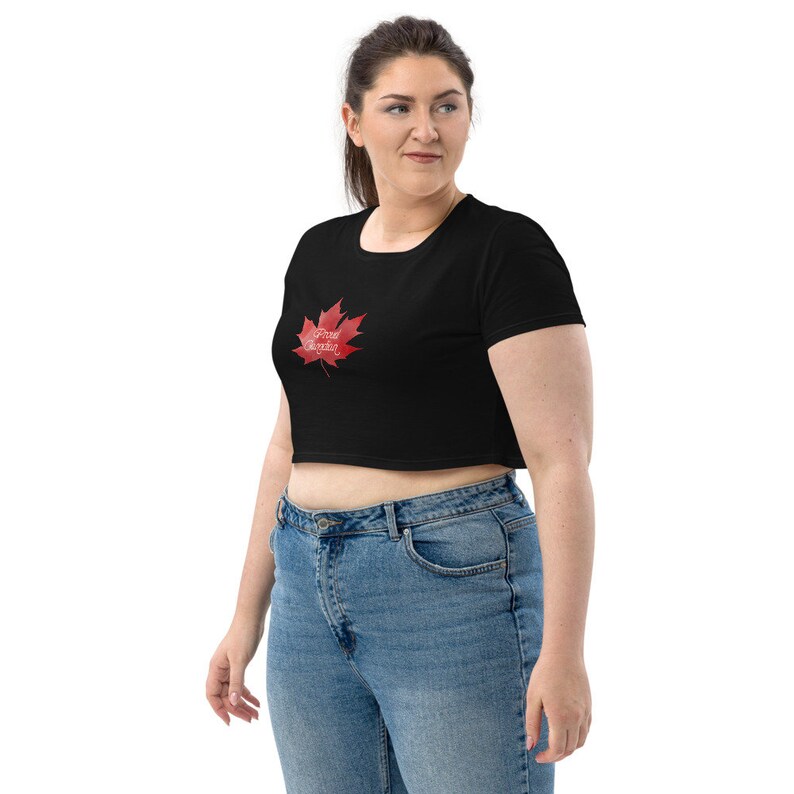 Organic Crop Top with Canada red maple leaf