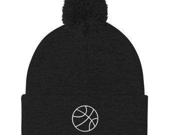 Basketball Hut | Bommelmütze | Basketball Stickdatei | Wintermütze | Geschlechtsneutrale Geschenkidee