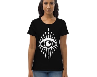 Women's graphic tee | Fitted eco friendly tee | Short sleeve T-shirt | Crew neck top | Eye Graphic