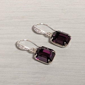 Amethyst und Silber Zirkonia Fischhaken Ohrringe, Amethyst Ohrringe, Braut Ohrringe, Baumeln und Tropfen Ohrringe, Art Deco Ohrringe