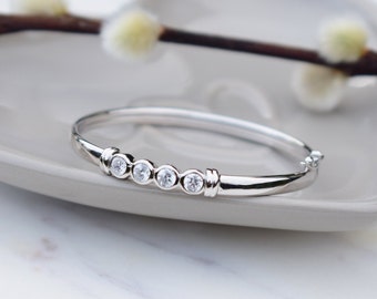 Silver Round Cubic Zirconia Baby Or Child Bangle, Children's Bangle, Children's Jewellery, Bridesmaid Jewellery, Christening Bangle