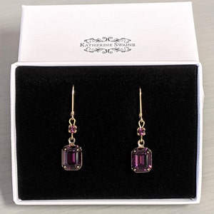 Amethyst And Gold Earrings, Anniversary Gift, Amethyst Lever back Earrings, Amethyst Drop Earrings, Lever back Amethyst Jewellery Set