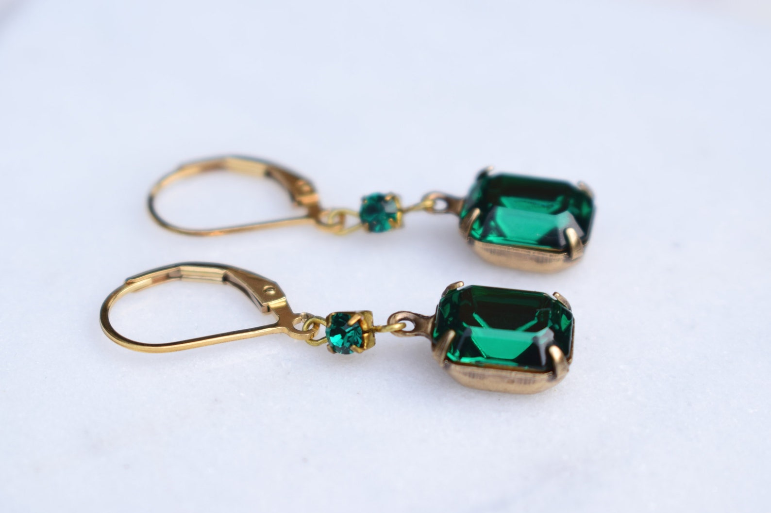 18k Vergoldete Retro Smaragd Ohrringe Für Damen – 925 Sterling Silber, 4 Cm, Grüner Anhänger