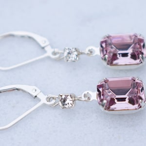 Light Amethyst and Silver Earrings, Vintage Inspired Earrings, Art Deco Earrings, Jewellery Gift, Leverback earrings, Amethyst Drop Earring