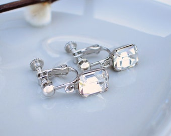 Pendientes de clip de cristal de inspiración vintage, pendientes vintage, pendientes de clip, pendientes de cristal, regalo de joyería, pendientes de novia